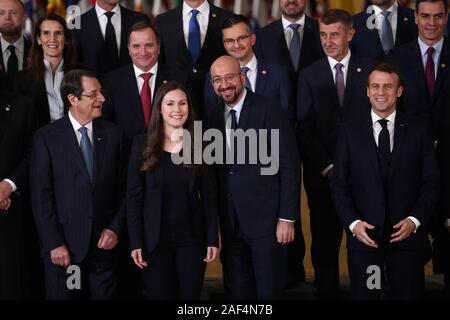 Bruxelles, Belgique. Dec 12, 2019. Dirigeants posent pour une photo de groupe lors d'un sommet de l'UE à l'Union européenne siège à Bruxelles, Belgique, le 12 décembre 2019. Le sommet de deux jours a donné le coup d'ici jeudi. Credit : Zheng Huansong/Xinhua/Alamy Live News Banque D'Images