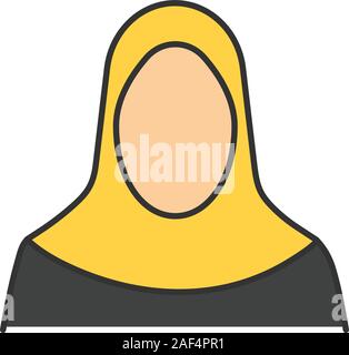 Silhouette de femme musulmane l'icône de couleur. Vêtements traditionnels musulmans. La culture islamique. Le hijab. Vector illustration isolé Illustration de Vecteur