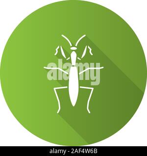 Praying mantis modèle plat long shadow glyphe icons set. Mantodea. Insecte. Silhouette Vector illustration Illustration de Vecteur