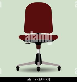 Chaise de bureau rouge illustration vectorielle. Meubles avec des petits pains et tout le matériel de référence. Objet isolé sur fond avec l'ombre. Utilisez pour office interio Illustration de Vecteur