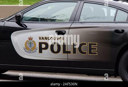 Vancouver, Canada - 1 décembre 2019 : voiture de police 'Vancouver Police' sur la rue West Georgia Banque D'Images