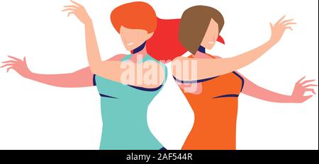 Scène de la femme dans la danse pose, parti, dance club vector illustration design Illustration de Vecteur
