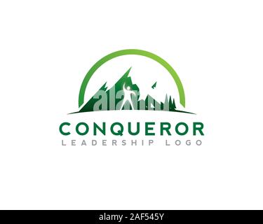 Homme debout en face de la main levée mountain Illustration de Vecteur