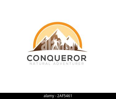 Homme debout en face de la main levée mountain Illustration de Vecteur