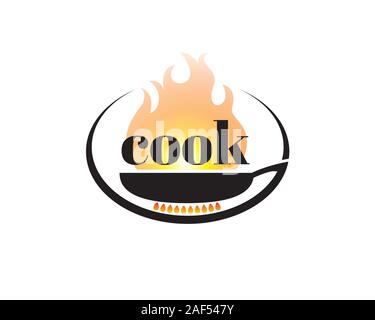 Lettre flamme feu cook restaurant alimentaire logo chef Illustration de Vecteur