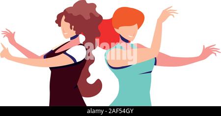 Scène de la femme dans la danse pose, parti, dance club vector illustration design Illustration de Vecteur