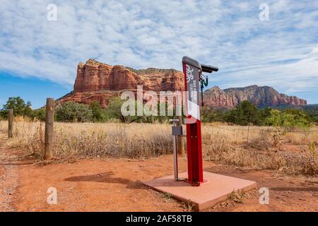 Gros plan d'un pôle d'outils de vélo à Sedona, Arizona Banque D'Images