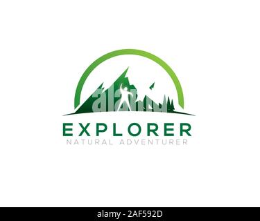 Homme debout en face de la main levée 2 montagne Illustration de Vecteur