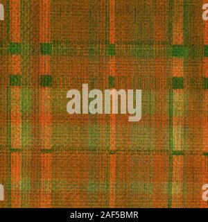 Orange et vert fond plaid tartan écossais texture rugueuse et inégale des lignes de grille pour un motif à carreaux. Toiles graphiques 12x12 super. Banque D'Images