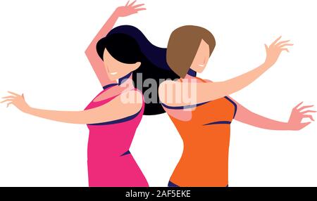Scène de la femme dans la danse pose, parti, dance club vector illustration design Illustration de Vecteur