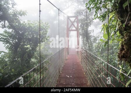 Un pont dans la Forêt Nuageuse de Monteverde Costa Rica réserve biologique Banque D'Images