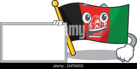 Faites défiler jusqu'à l'afghanistan drapeau cartoon mascot conseil style design. Vector illustration Illustration de Vecteur