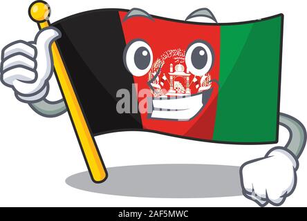 Mascotte Smiley drapeau de l'afghanistan faisant défiler Thumbs up geste. Vector illustration Illustration de Vecteur