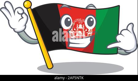 Appelez moi mignon visage flag afghanistan Faites défiler mascot cartoon design. Vector illustration Illustration de Vecteur