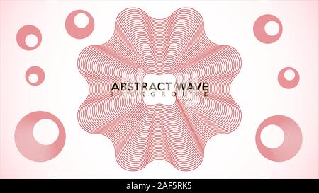 Un spectre sonore circulaire, vague vague ligne fond abstrait, modèle de conception de lignes courbes, forme Ellipse Rouge Orange, Beige, brun, EPS 10 Illustration de Vecteur