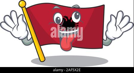 Mascot de crazy face à l'albanie drapeau défiler personnage de style. Vector illustration Illustration de Vecteur