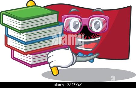 Smart Scroll Albanie drapeau étudiant mascot cartoon avec réserve. Vector illustration Illustration de Vecteur