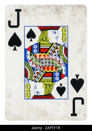 Valet de Pique Vintage playing card - isolated on white (chemin inclus) Banque D'Images