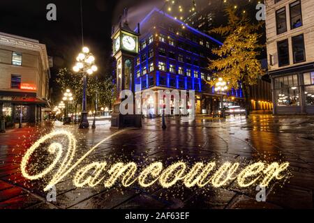 Dans l'horloge à vapeur de Gastown, le centre-ville de Vancouver, Colombie-Britannique, Canada. Banque D'Images