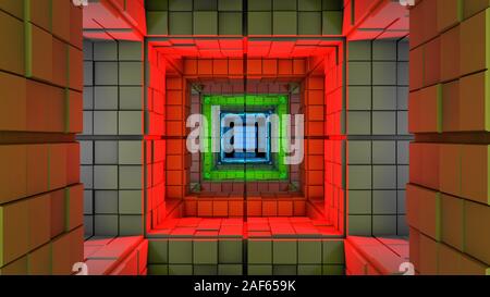 Cube minimaliste de la science-fiction moderne Maze Fantasy 3D Illustration Banque D'Images