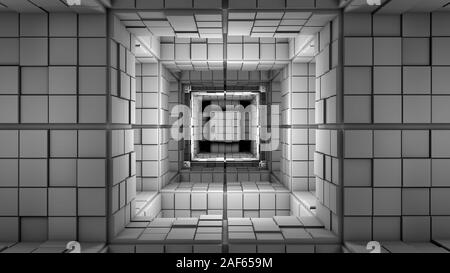 Cube minimaliste de la science-fiction moderne Maze Fantasy 3D Illustration Banque D'Images