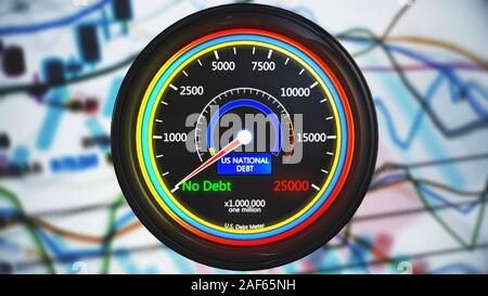Compteur de la dette nationale américaine 3D Illustration Banque D'Images