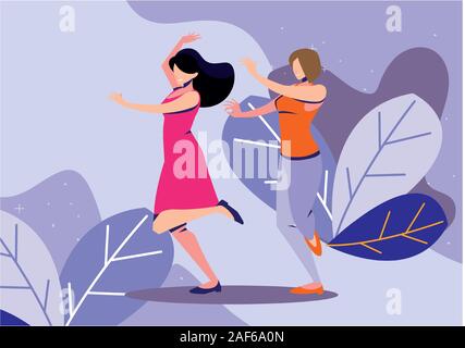Les femmes dansaient avec fond paysage vector illustration design Illustration de Vecteur