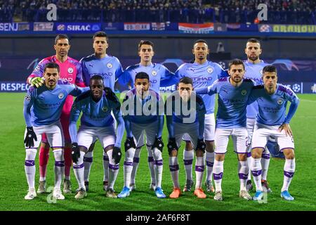 Zagreb, Croatie - 11 décembre 2019 : Dinamo Zagreb vs Manchester City, Ligue des Champions, Groupe C, Football, Maksimir Stadion, Croatie. L'équipe Banque D'Images