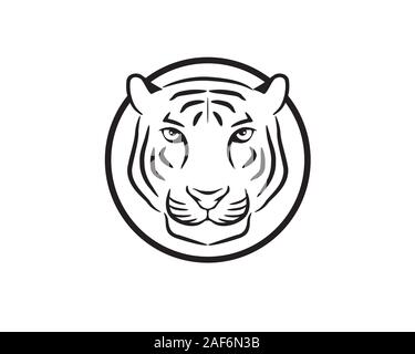 Avant de symétrique gris noir simple tête de tigre Illustration de Vecteur