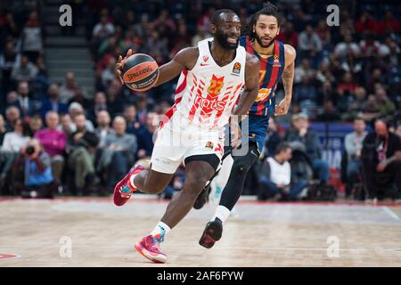 Belgrade, Serbie. Dec 12, 2019. Charles Jenkins de stade Crvena Zvezda Belgrade mts durs pour le panier. Credit : Nikola Krstic/Alamy Live News Banque D'Images