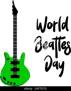 L'Anniversaire des Beatles, John Lennon, Paul McCartney, George Garnison, Stuart Sutcliff, animal, meilleure affiche pour le Beatles Day. La guitare. La musique rock. Illustration de Vecteur