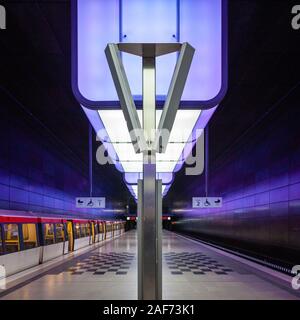 La station de métro Université HafenCity, Hambourg, Allemagne Banque D'Images