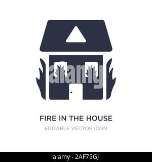 Incendie dans l'icône de la maison sur fond blanc. Élément simple illustration des bâtiments concept. incendie dans la maison symbole icône du design. Illustration de Vecteur