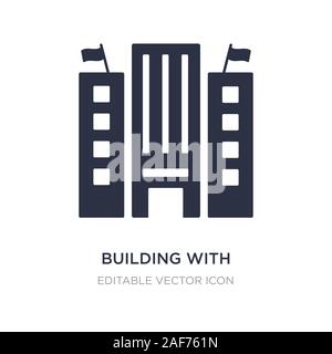 Bâtiment avec deux drapeaux icône sur fond blanc. Élément simple illustration des bâtiments concept. Bâtiment avec deux drapeaux symbole icône du design. Illustration de Vecteur
