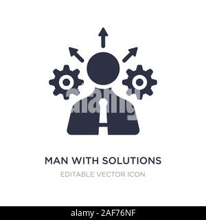 L'icône de l'homme avec des solutions sur fond blanc. Élément simple illustration de concept d'entreprise. homme avec symbole icône solutions design. Illustration de Vecteur