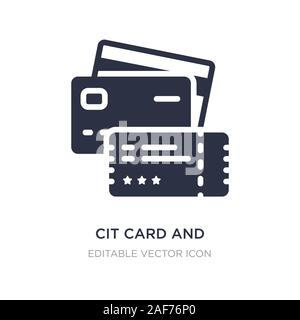 Carte de cit et icône ticket sur fond blanc. Élément simple illustration de concept d'entreprise. cit carte et billet symbole icône du design. Illustration de Vecteur