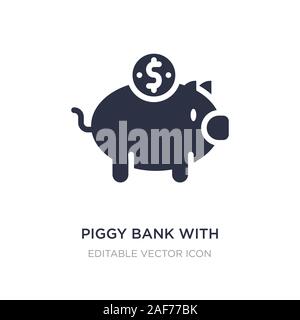 Piggy bank with coin icône sur fond blanc. Élément simple illustration à partir de la notion de commerce électronique. piggy bank with coin symbole icône du design. Illustration de Vecteur