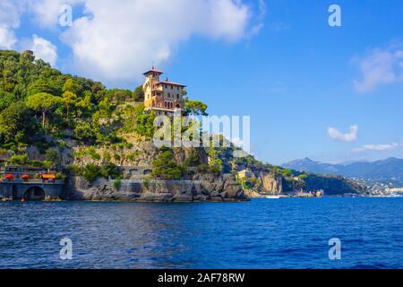 Villas en bord de mer près de Portofino en Italie Banque D'Images