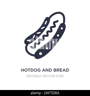 Hot-dog pain et icône sur fond blanc. Élément simple illustration de la nourriture et du pain hot-dog. concept symbole icône du design. Illustration de Vecteur