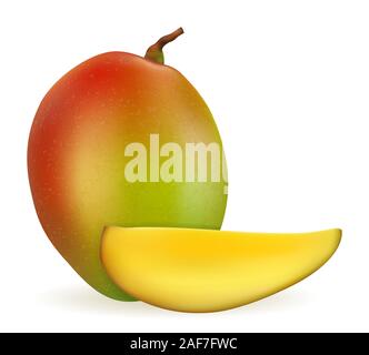 Frais de mangue fruits exotiques mûrs vector illustration isolé sur fond blanc Illustration de Vecteur