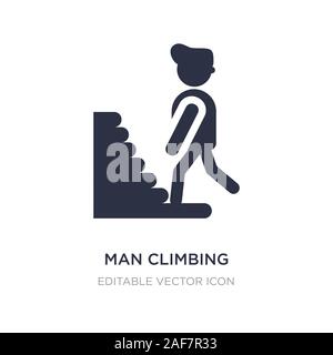 L'icône de l'homme monter les escaliers sur fond blanc. Élément simple illustration de personnes concept. homme monter les escaliers symbole icône du design. Illustration de Vecteur