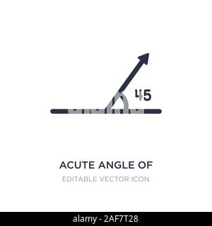 L'angle aigu de 45 degrés icône sur fond blanc. Élément simple illustration du concept de formes aiguës. angle de 45 degrés symbole icône du design. Illustration de Vecteur