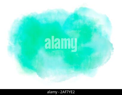 Vert menthe ethereal aquarelle splash nuage isolé sur fond blanc avec l'exemplaire de l'espace. Illustration par ordinateur. Banque D'Images