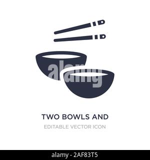 Deux bols et baguettes icône sur fond blanc. Élément simple illustration à partir d'outils et ustensiles concept. deux bols et baguettes symbole icône d Illustration de Vecteur