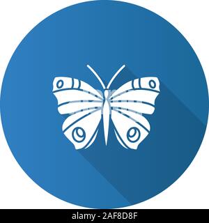 Design plat papillon ombre portée de l'icône de glyphe. Insecte. Papillon de nuit. Silhouette Vector illustration Illustration de Vecteur