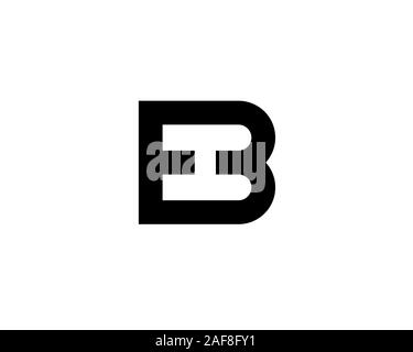 Lettre initiale E B M ruban l'espace négatif H anagramme monogramme logo plate Illustration de Vecteur