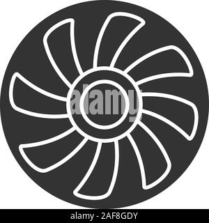 Ventilateur d'icône glyphe. Symbole de Silhouette. La ventilation de l'air. L'espace négatif. Vector illustration isolé Illustration de Vecteur