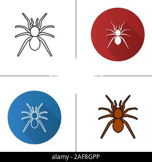 Icône de l'araignée. Modèle plat, linéaire et de couleurs. Arachnides. Illustrations vectorielles Illustration de Vecteur