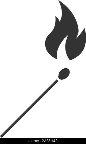 Glyphe d'allumette en feu. L'incendie criminel. Symbole de Silhouette. L'espace négatif. Vector illustration isolé Illustration de Vecteur