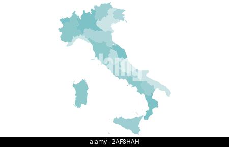 La carte de l'Italie avec les pays colorés, vecteur, frontières, détaillées, modifiable, haut Illustration de Vecteur